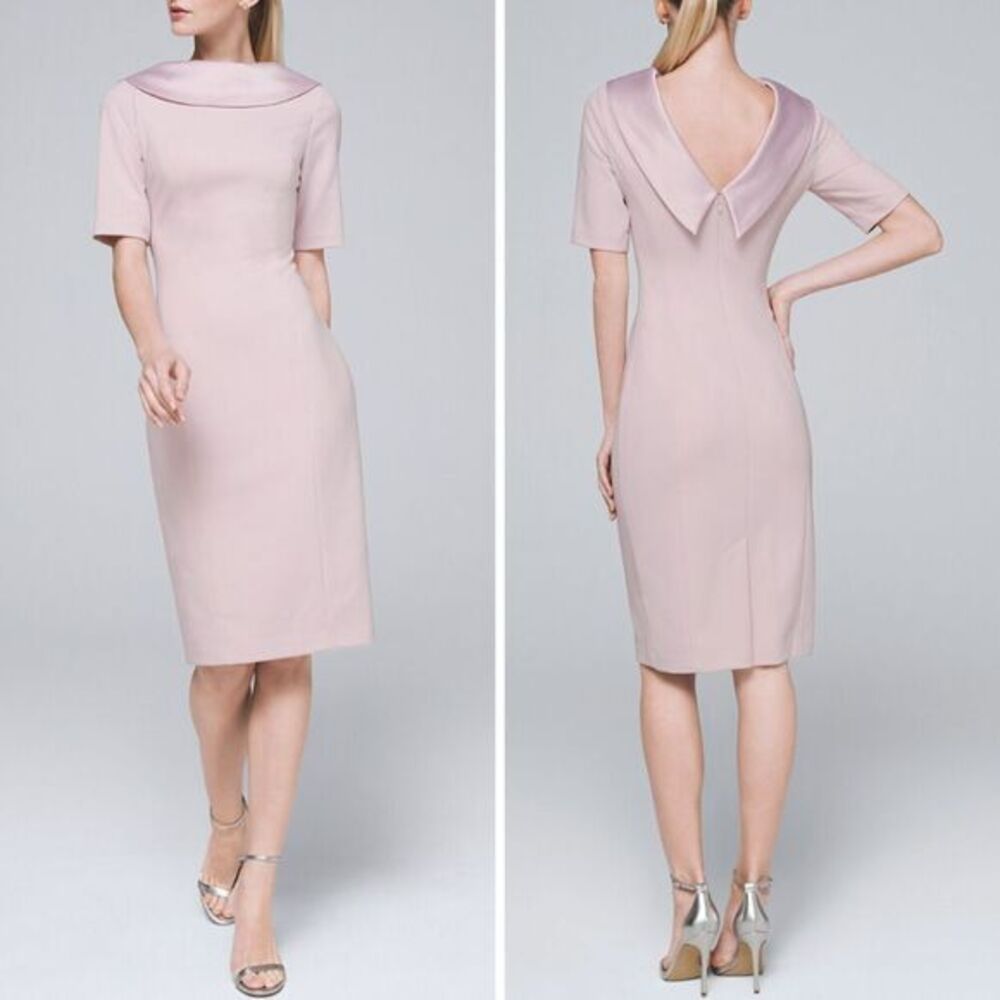 NEW White House Black Market Satin-Collar Sheath Dress, 14P